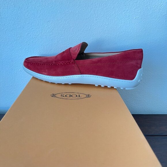 Tod's Men's Red Suede Mocassino Guscio Loafer Shoe. XXM15C0CN30RE0R007 - Picture 5 of 12